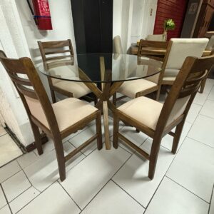 Comedor Greco Top Vidrio Pura Madera
