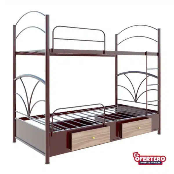Combo Litera Bombay Con gavetas Imperial + colchones + Almohadas - Imagen 3