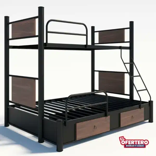 Combo Litera Coruña Imperial / Matrimonial Con colchones + 2 Almohadas Gratis - Imagen 2