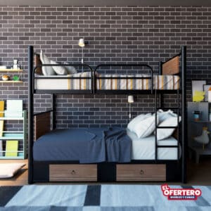 Combo Litera Coruña Imperial con colchones + 2 Almohadas Gratis