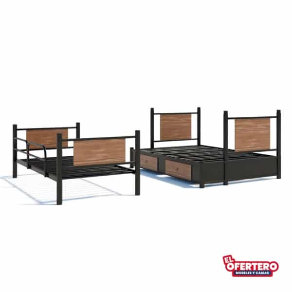 Combo Litera Coruña Imperial / Matrimonial Con colchones + 2 Almohadas Gratis - Imagen 3