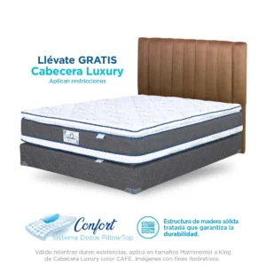Camas y Colchones  Olympia Renova Comfort, el set incluye Colchón + Base + Cabecera y Almohadas Gratis - COMBO - COMBO (CAMA+CAB.+ALMOHADAS), MATRIMONIAL 1.40 X 1.90 MTS.
