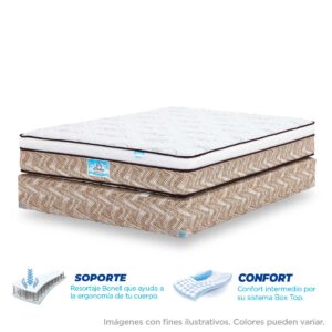 Camas y Colchones Olympia Raices Box Top - CAMA (COLCHÓN + BASE), MATRIMONIAL 1.40 X 1.90 MTS.