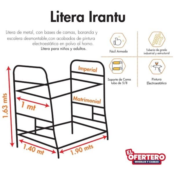 Estructura de Litera Irantu Imperial / Matrimonial - Imagen 2