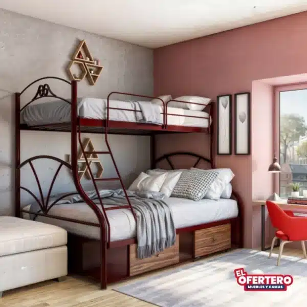 Combo Litera Trinus c/gavetas Imperial / Matrimonial + Colchones + Almohadas - Imagen 2